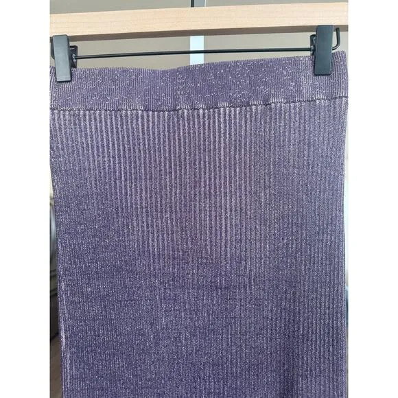 Le Ore Rimini Skirt Size S Purple Rib Knit Slit High Waist $189 retail