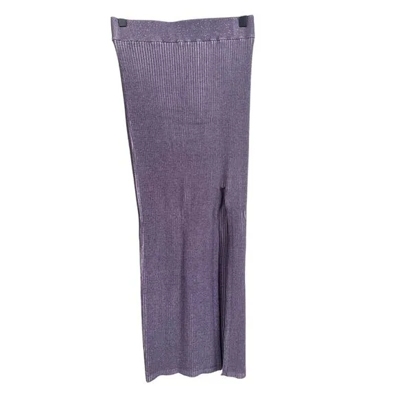 Le Ore Rimini Skirt Size S Purple Rib Knit Slit High Waist $189 retail