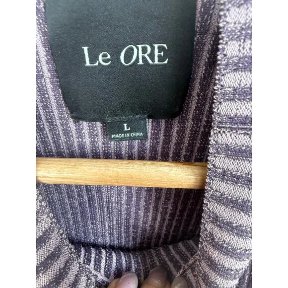 Le Ore Rimini Skirt Size S Purple Rib Knit Slit High Waist $189 retail