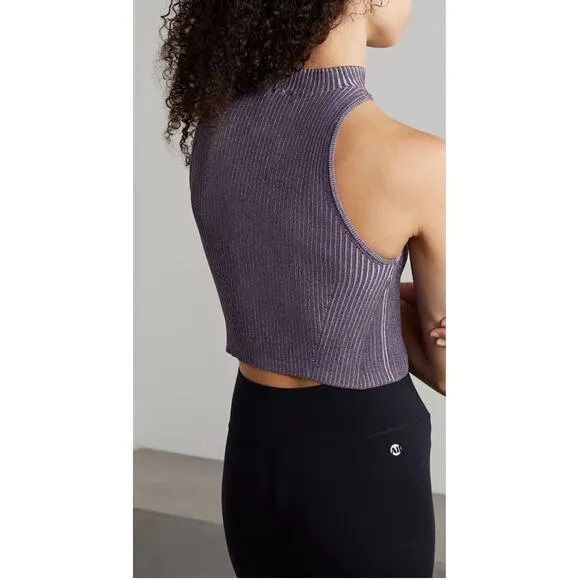 Le Ore Rimini Skirt Size S Purple Rib Knit Slit High Waist $189 retail