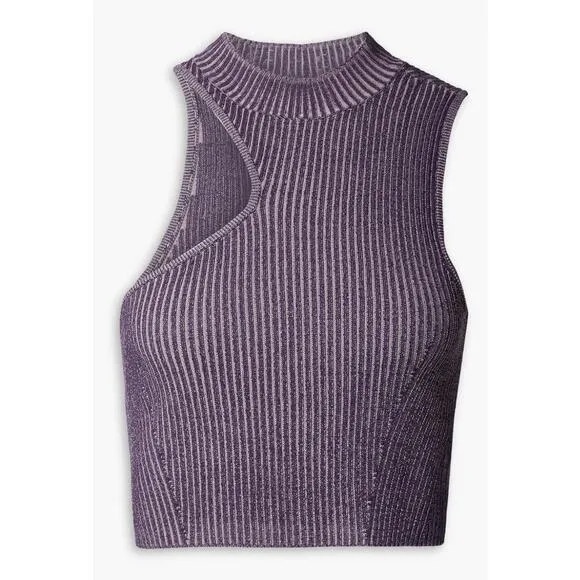 Le Ore Rimini Skirt Size S Purple Rib Knit Slit High Waist $189 retail