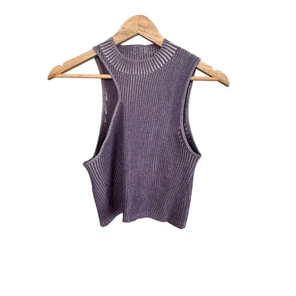Le Ore Rimini Skirt Size S Purple Rib Knit Slit High Waist $189 retail