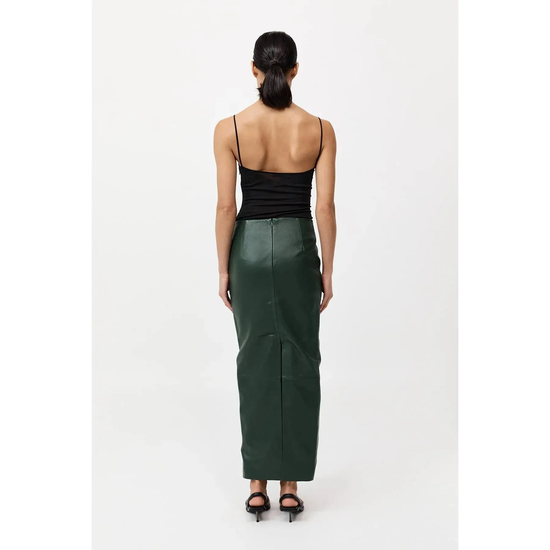 LEATHER COLUMN SKIRT