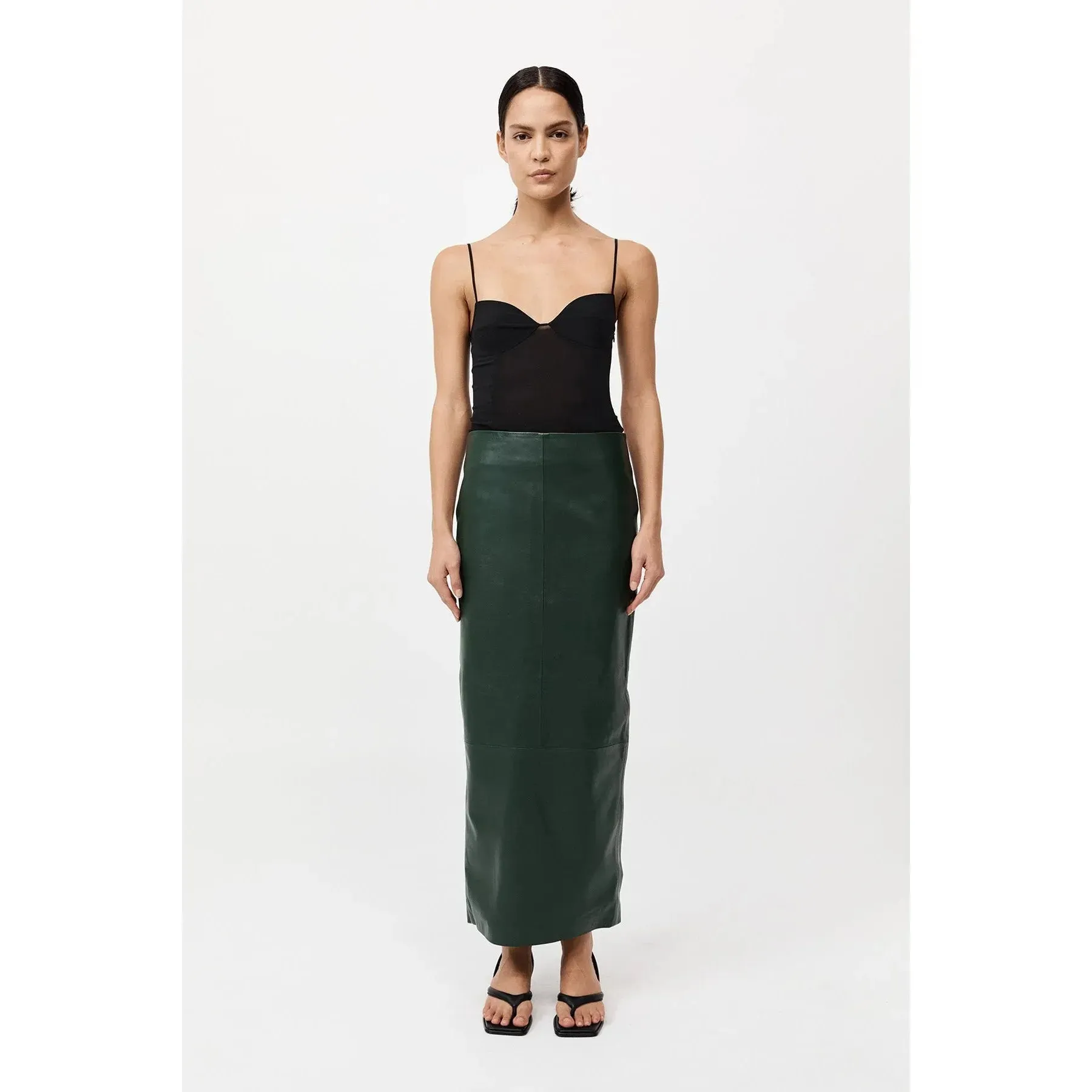 LEATHER COLUMN SKIRT