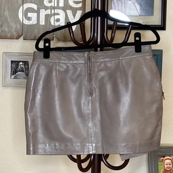 LeatherCult | Croma Gray Wax Gypsy Leather Micro Mini Skirt Size L Large