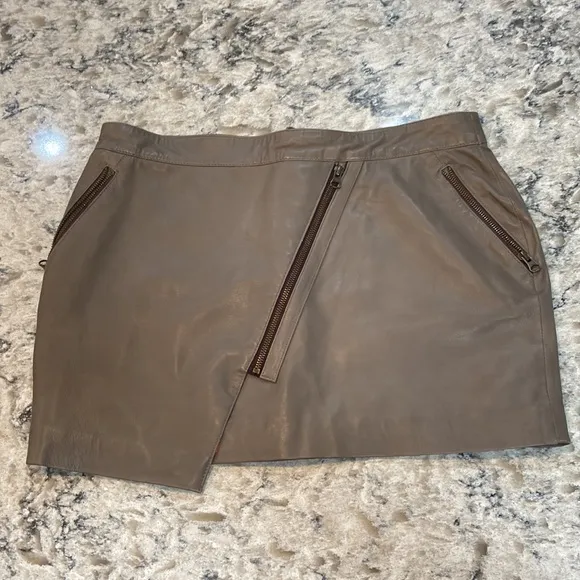 LeatherCult | Croma Gray Wax Gypsy Leather Micro Mini Skirt Size L Large