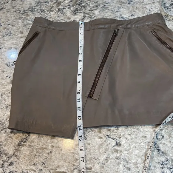 LeatherCult | Croma Gray Wax Gypsy Leather Micro Mini Skirt Size L Large