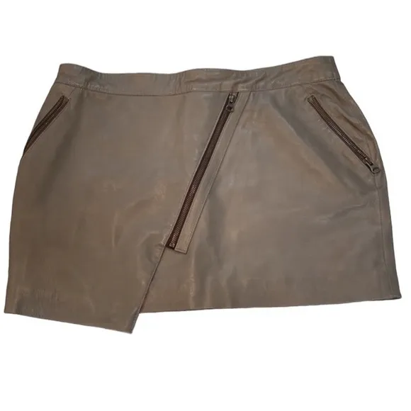 LeatherCult | Croma Gray Wax Gypsy Leather Micro Mini Skirt Size L Large