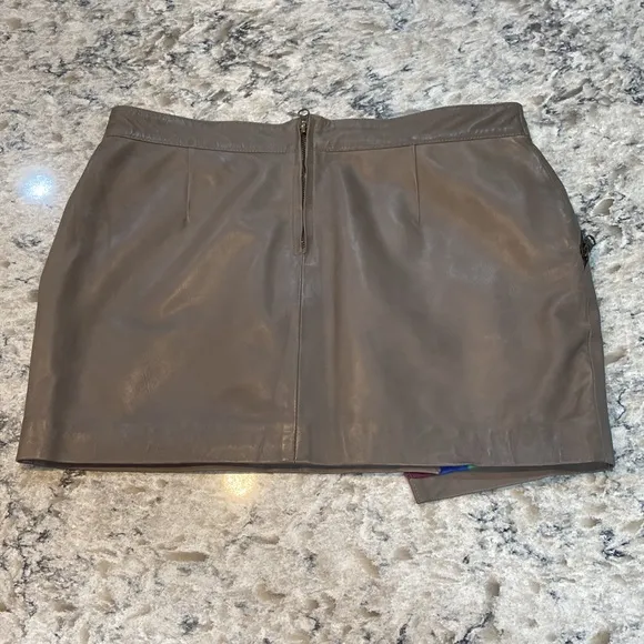 LeatherCult | Croma Gray Wax Gypsy Leather Micro Mini Skirt Size L Large
