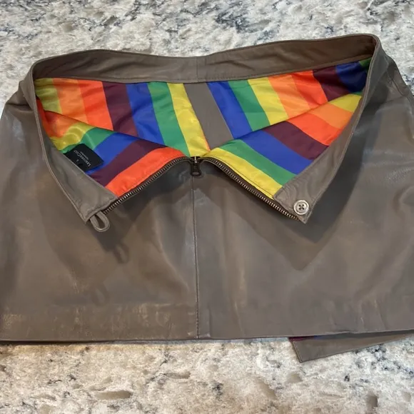 LeatherCult | Croma Gray Wax Gypsy Leather Micro Mini Skirt Size L Large