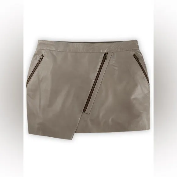 LeatherCult | Croma Gray Wax Gypsy Leather Micro Mini Skirt Size L Large