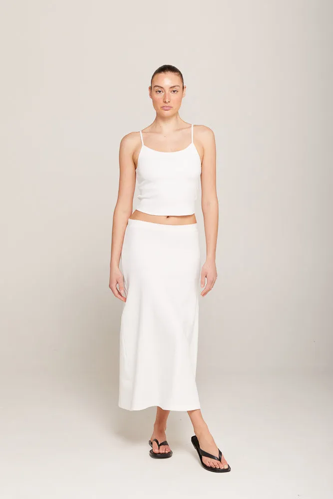 LEYLAH MIDI SKIRT - IVORY RIB