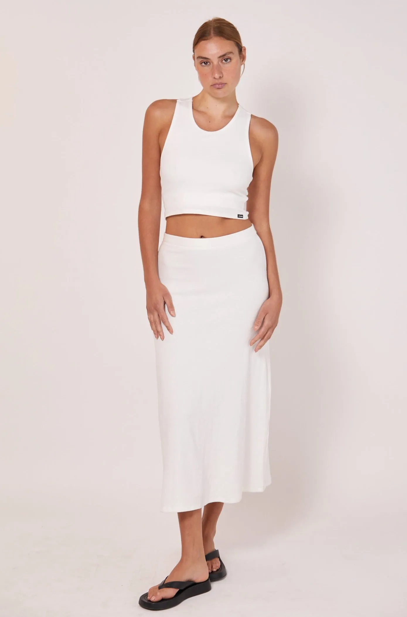 LEYLAH MIDI SKIRT - IVORY RIB