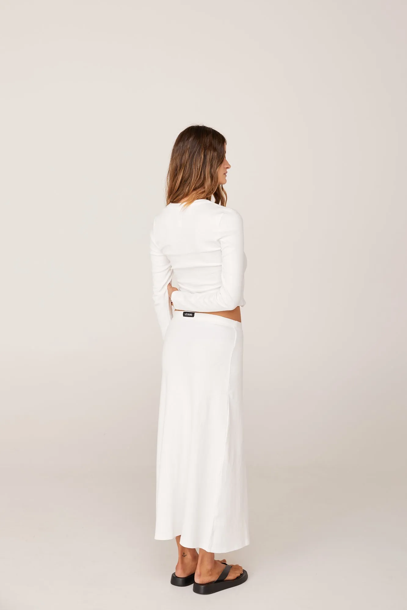 LEYLAH MIDI SKIRT - IVORY RIB