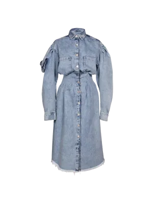 Light Wash Denim Midi Dress