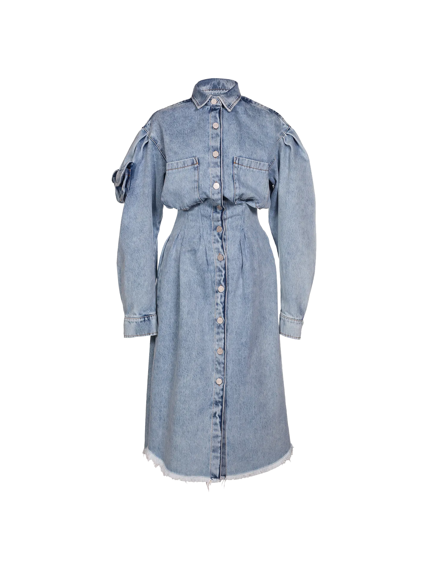 Light Wash Denim Midi Dress