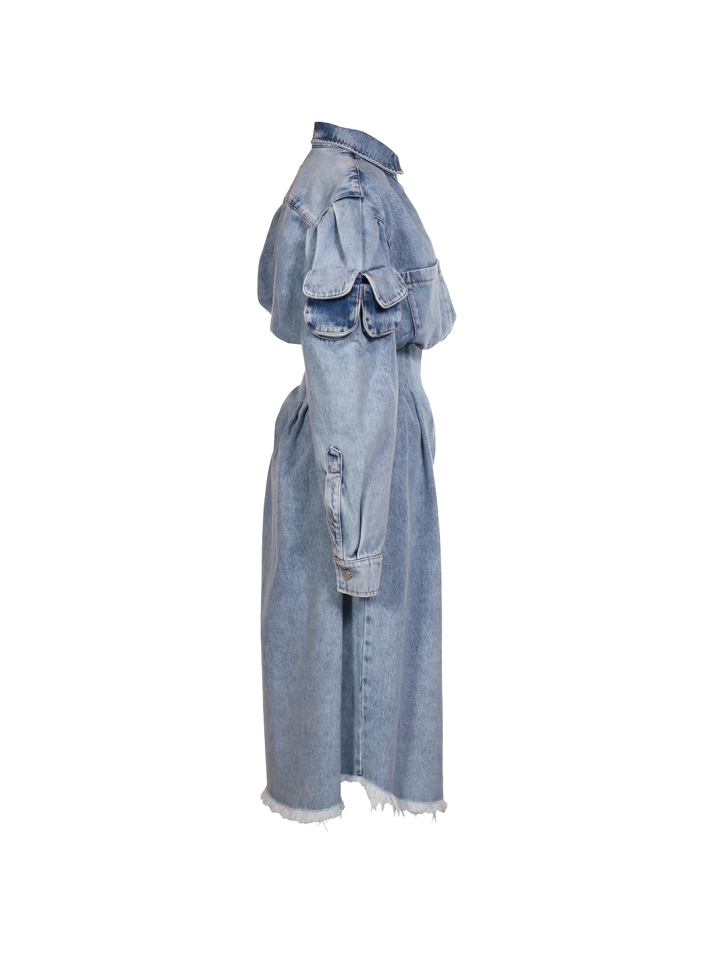 Light Wash Denim Midi Dress