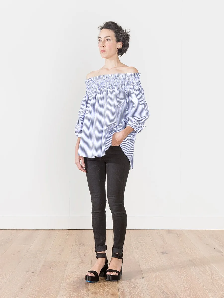 lou top - blue/white stripe