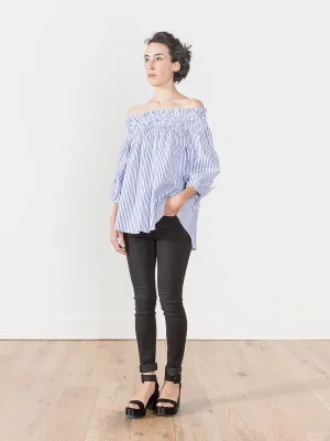 lou top - blue/white stripe