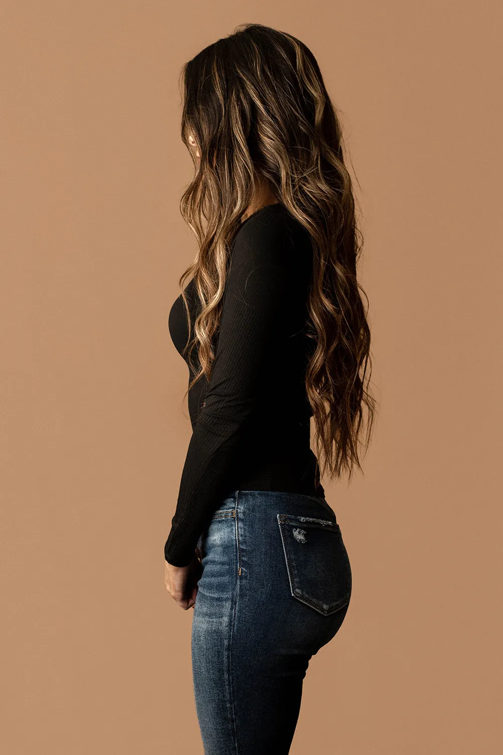 Love Yourself Lace Trim Long Sleeve Top (Olive)