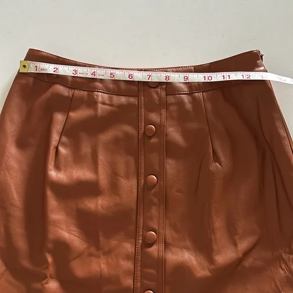 Lulu's Most Fab Brown Vegan Leather Button-Front side zip Mini Skirt - XS &amp; M