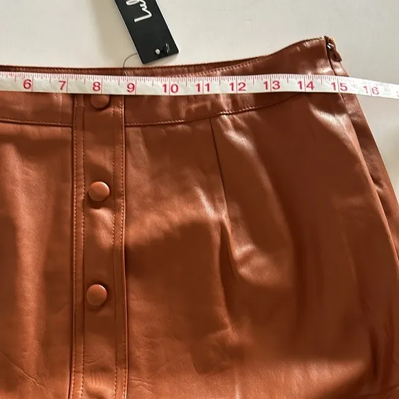 Lulu's Most Fab Brown Vegan Leather Button-Front side zip Mini Skirt - XS &amp; M