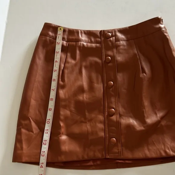 Lulu's Most Fab Brown Vegan Leather Button-Front side zip Mini Skirt - XS &amp; M