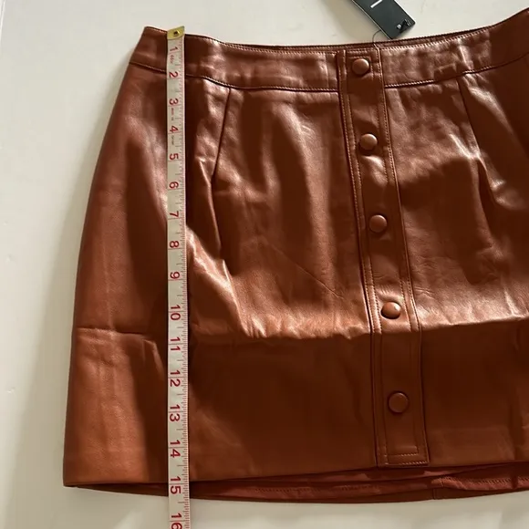 Lulu's Most Fab Brown Vegan Leather Button-Front side zip Mini Skirt - XS &amp; M