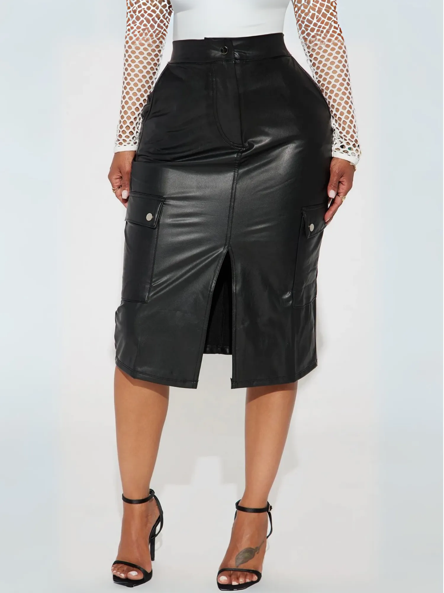 Luxe Edge Cargo Midi Skirt
