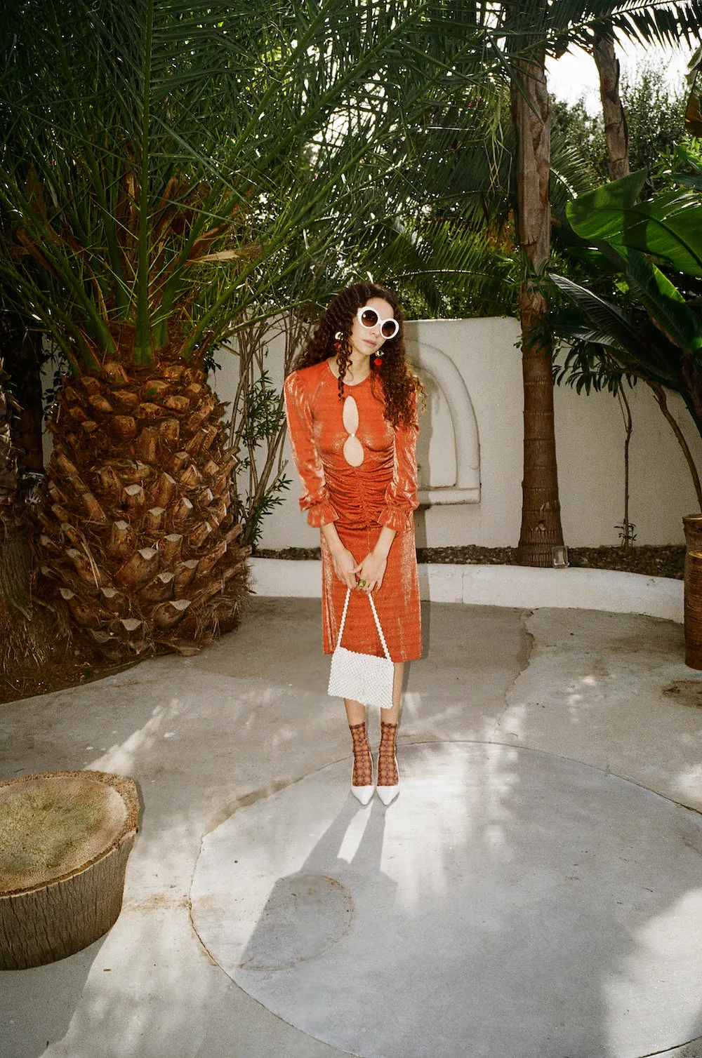 lydia dress in metallic fuego