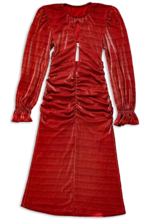 lydia dress in metallic fuego