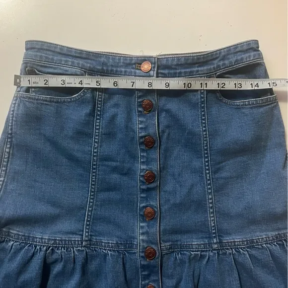 Madewell Denim Bayview Tiered Midi Skirt Size 27
