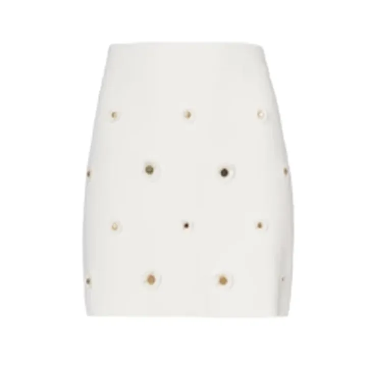 Malak Gold Snap Skirt - Egret