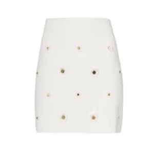 Malak Gold Snap Skirt - Egret