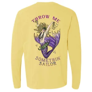Mardi Gras Mermaid Long Sleeve T-Shirt (Yellow)