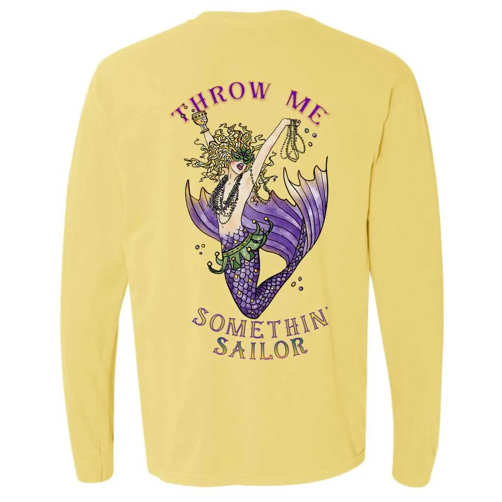 Mardi Gras Mermaid Long Sleeve T-Shirt (Yellow)