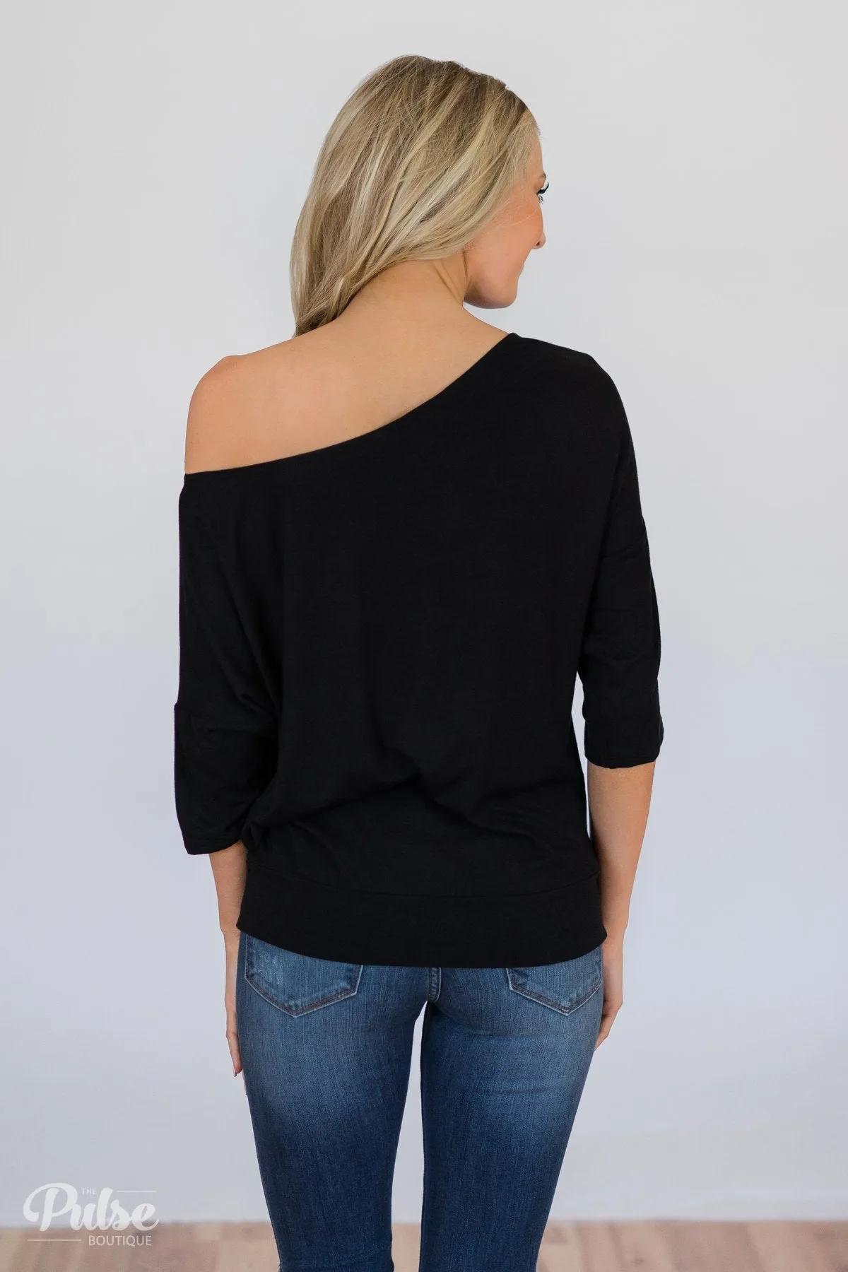 Mark My Words One Shoulder Top- Black