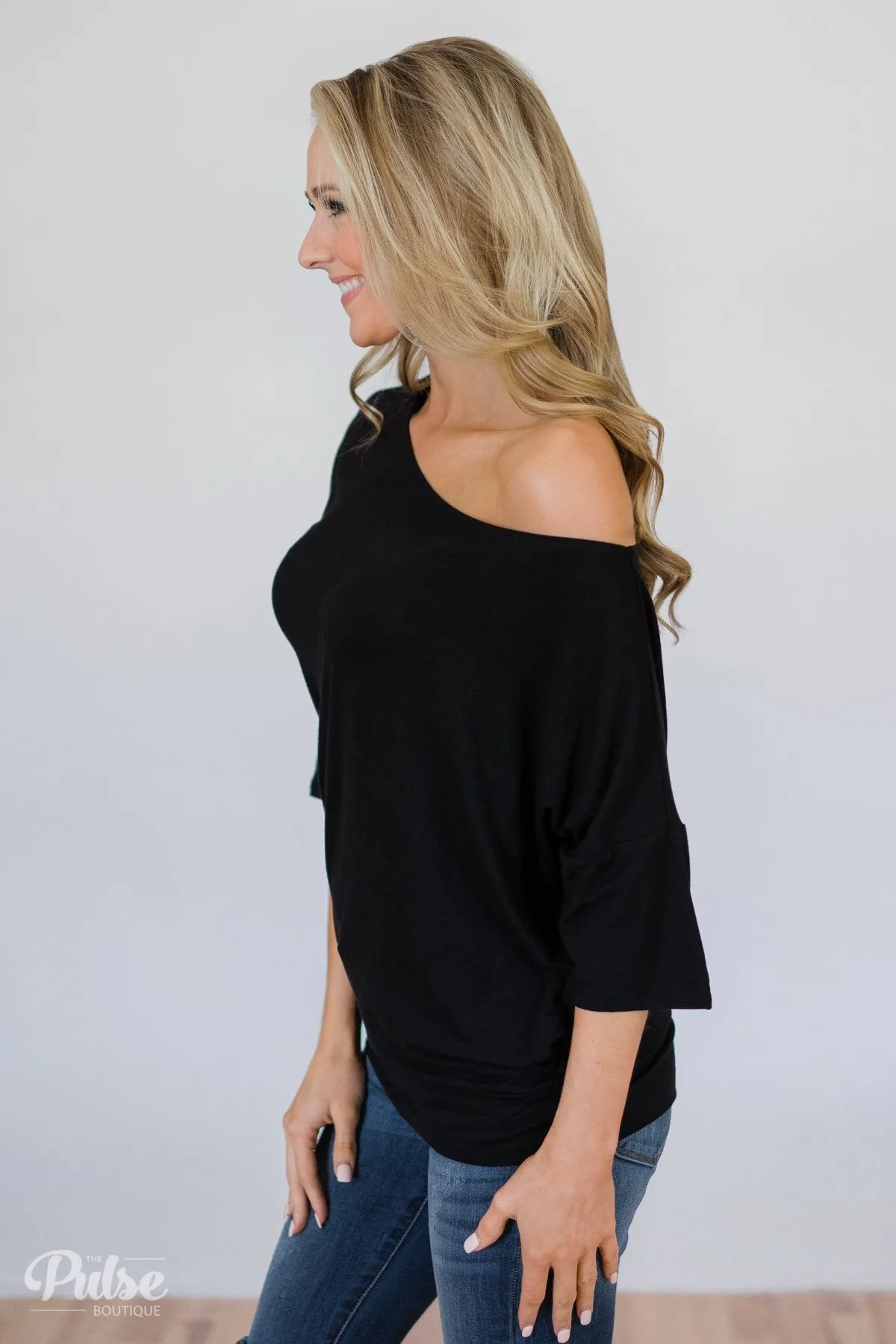 Mark My Words One Shoulder Top- Black