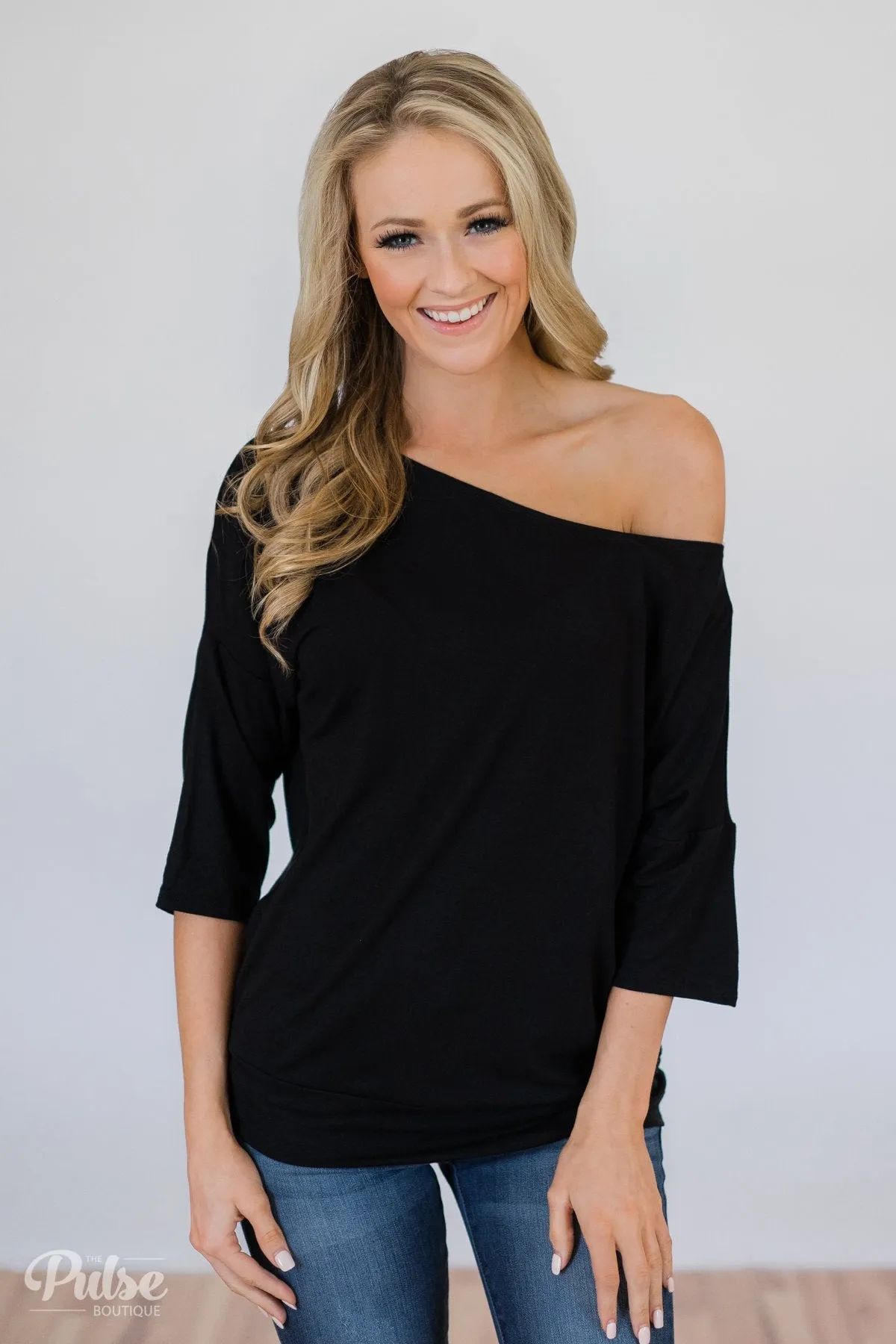 Mark My Words One Shoulder Top- Black
