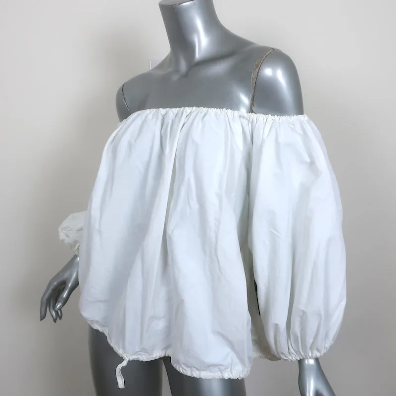 Marques Almeida Off the Shoulder Top White Size Large Drawstring Hem Blouse NEW