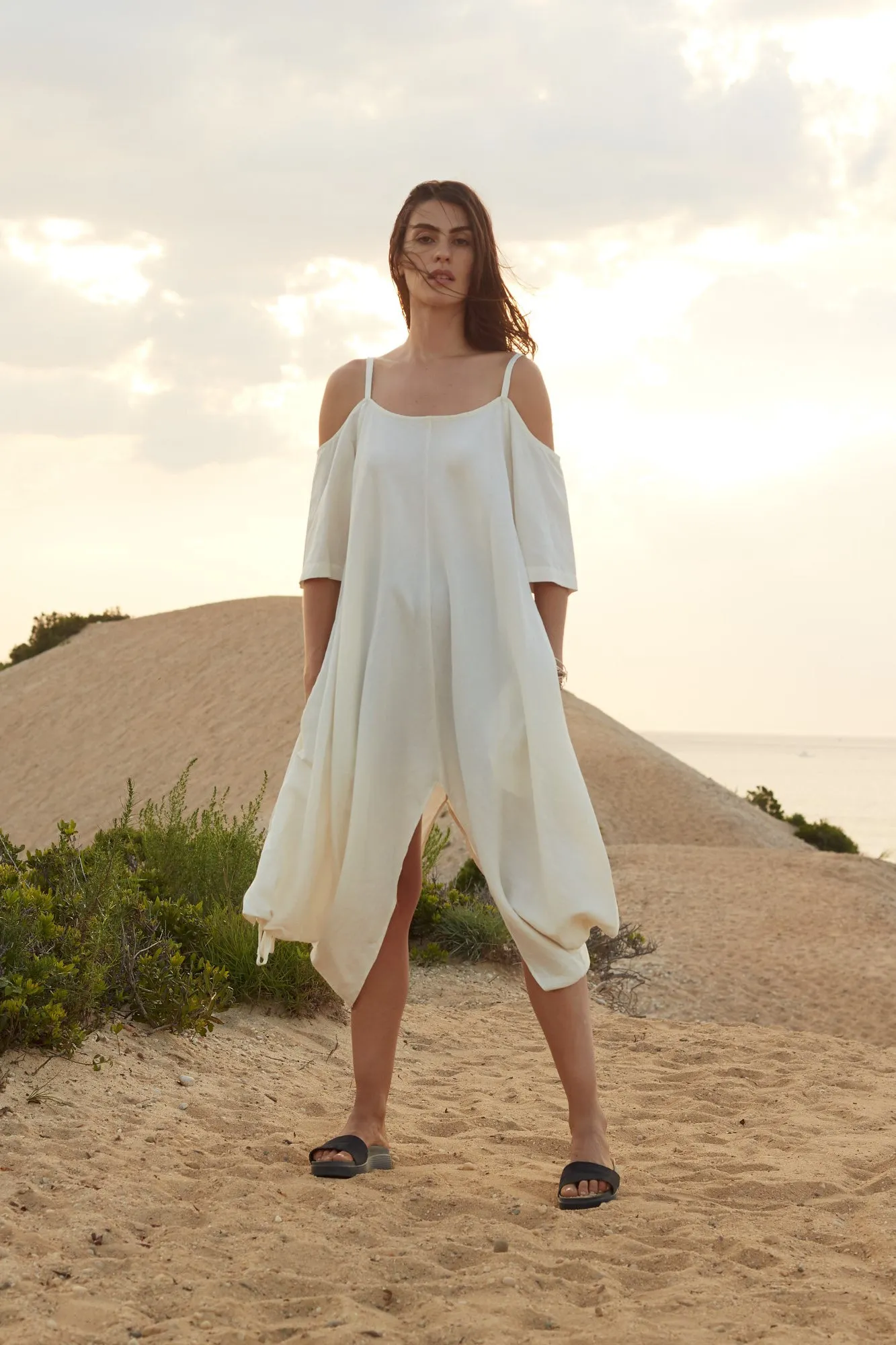Marsala Peek-A-Boo-Shoulder Draped Dress