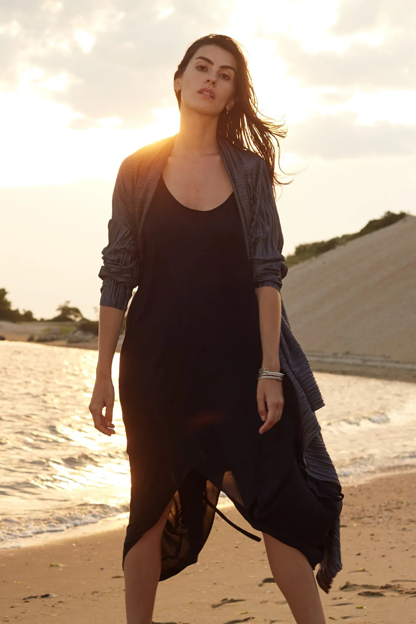 Marsala Peek-A-Boo-Shoulder Draped Dress