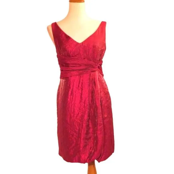MAX &amp; CLEO (BCBG Max Azria) Bubble Hem Shimmer Metallic Pink Dress 6 NEW