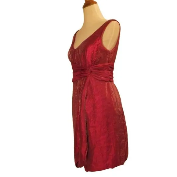 MAX &amp; CLEO (BCBG Max Azria) Bubble Hem Shimmer Metallic Pink Dress 6 NEW