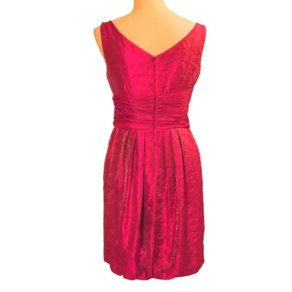 MAX &amp; CLEO (BCBG Max Azria) Bubble Hem Shimmer Metallic Pink Dress 6 NEW
