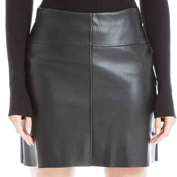 Max Studio Vegan Leather A-line Skirt black large NWT