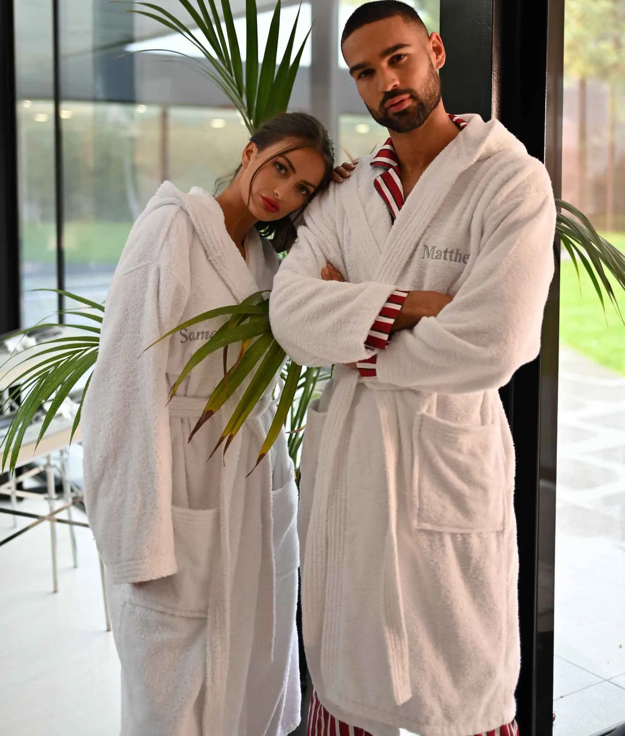 Mens personalised back luxury hooded terry towelling dressing gown