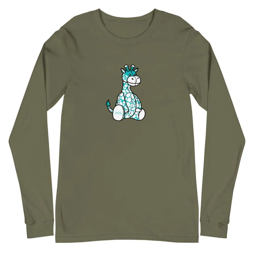 Men's Teal Plush Giraffe Long Sleeve Shirt