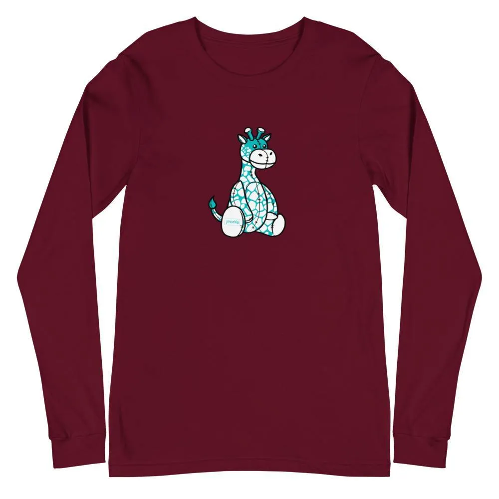 Men's Teal Plush Giraffe Long Sleeve Shirt