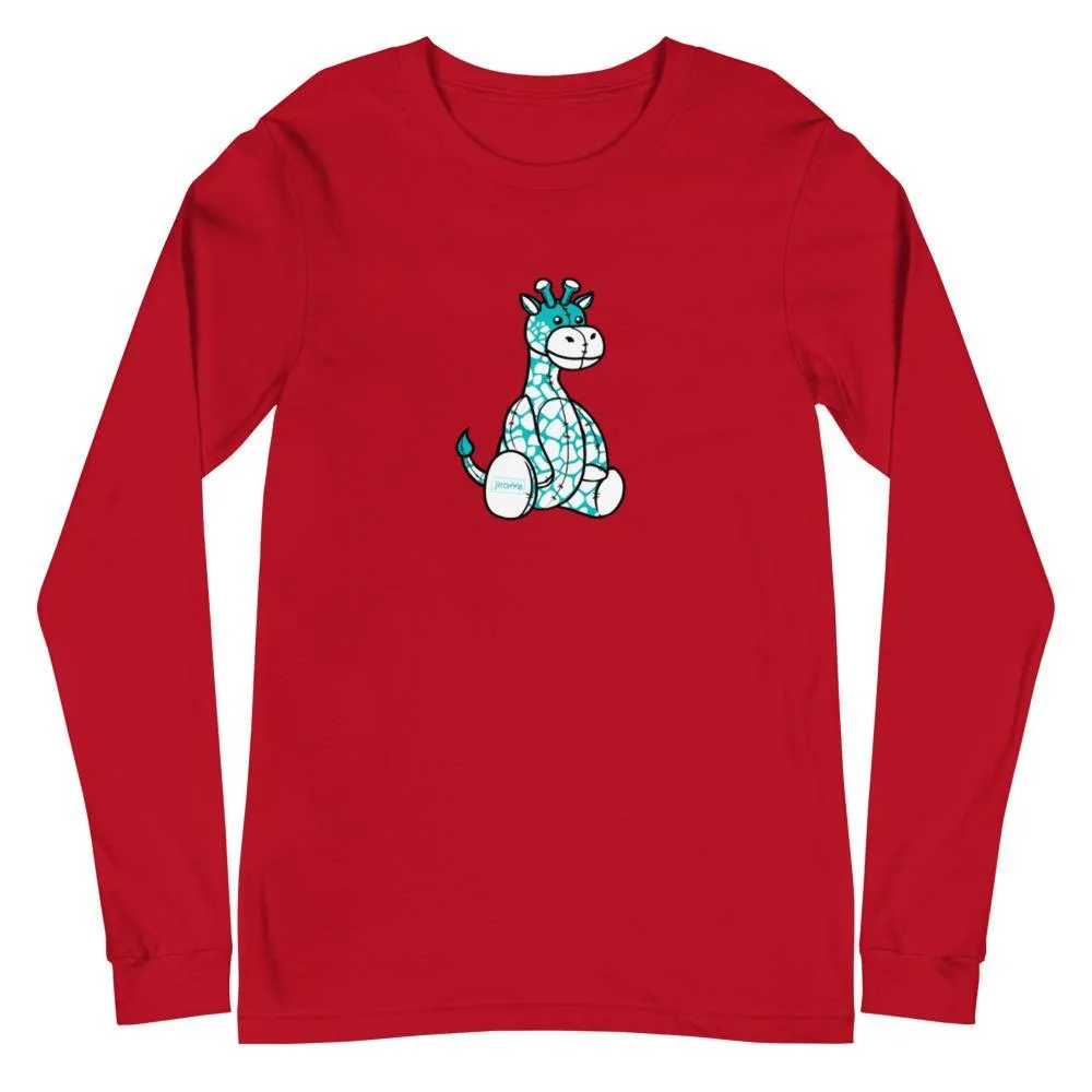 Men's Teal Plush Giraffe Long Sleeve Shirt